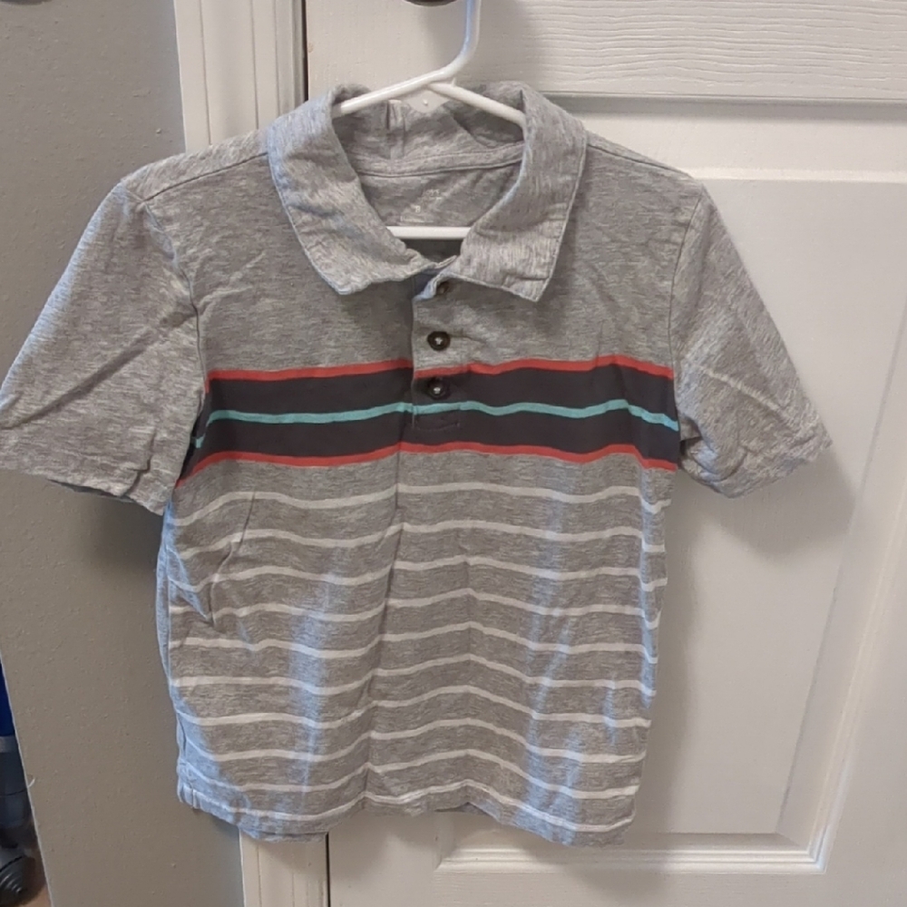 Kids Gray Polo Shirt with Stripes